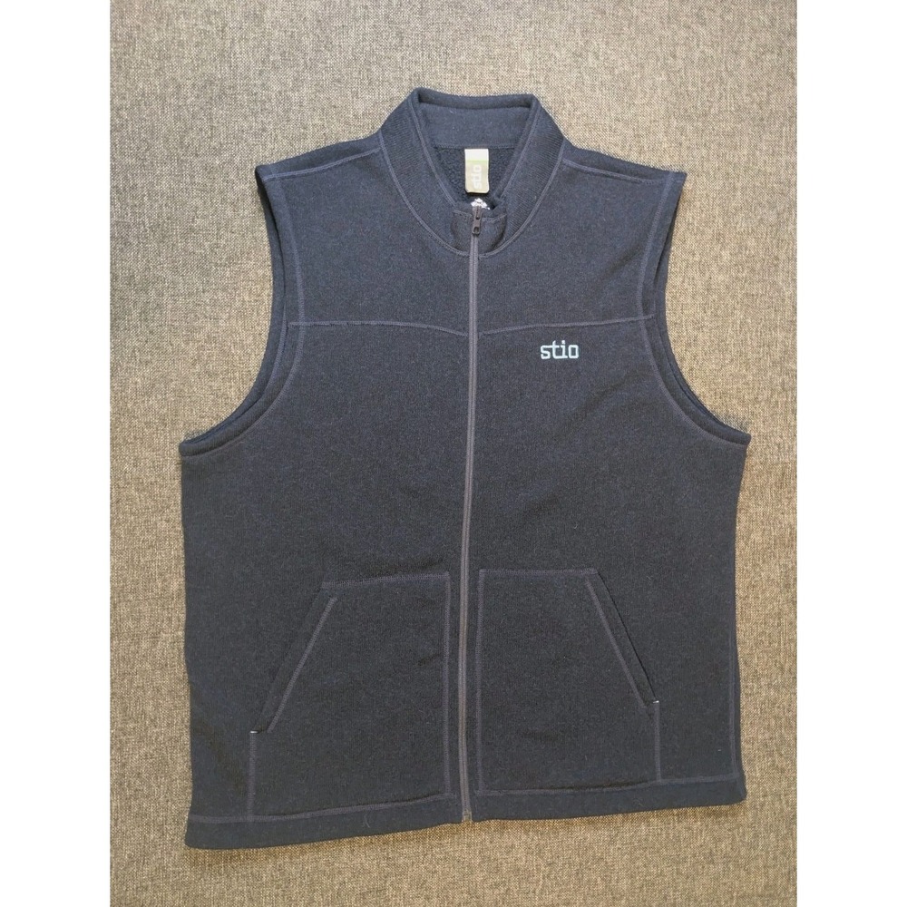 Stio Wilcox Fleece Full Zip Vest Embroidered Spellout Logo Mock Neck Outdoor XL